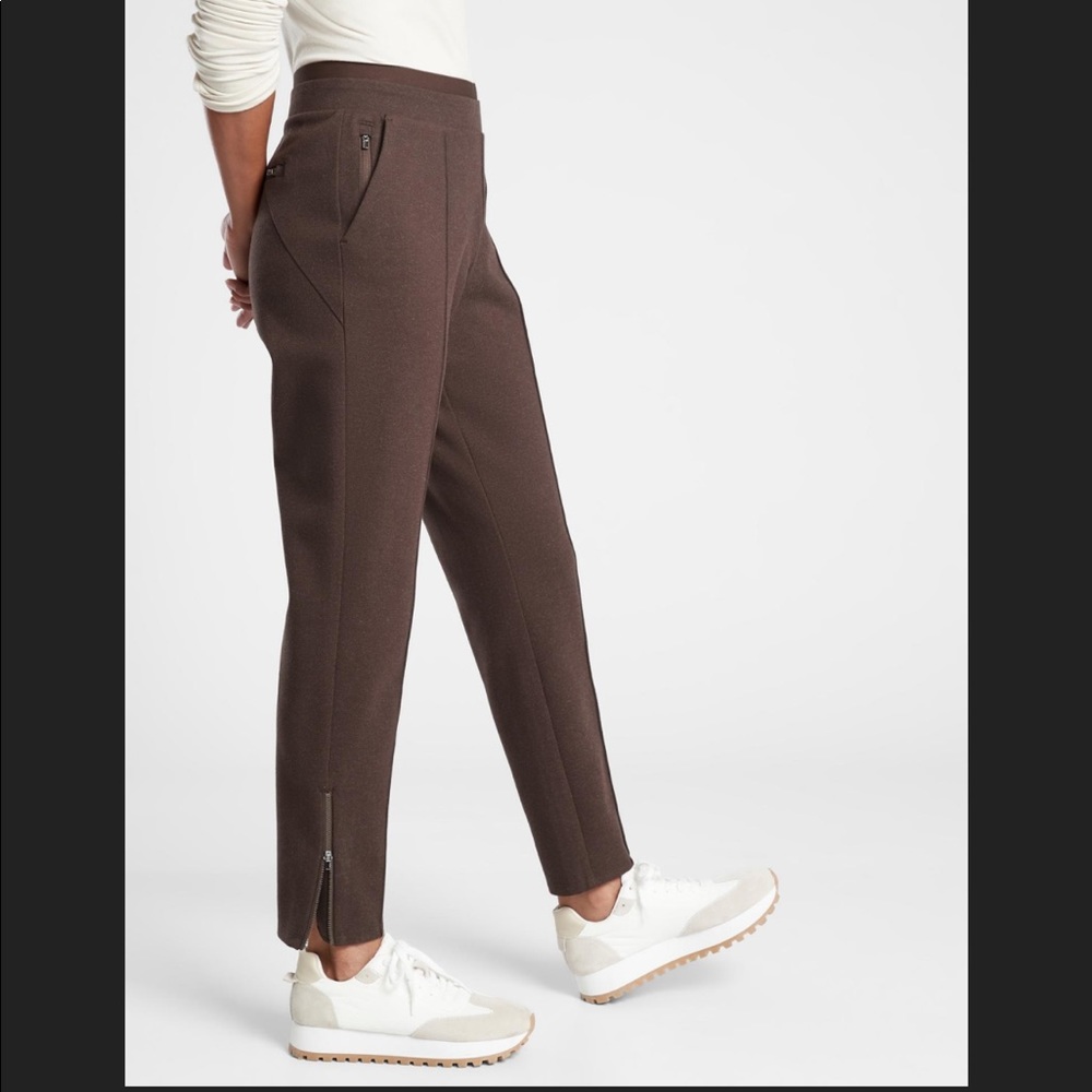 NWT Athleta Venice Heathered Pintuck Pant Dark Brown Heather Size Small #631857